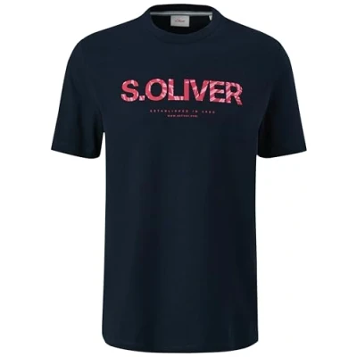 Afbeelding van s.Oliver MIT Frontprint Tshirt print, Heren, Maat: Medium, Navy