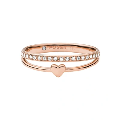 Afbeelding van Fossil Vintage Glitz Ring Rose goldcoloured, Dames, Maat: 52, gold/coloured