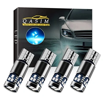 Afbeelding van Qasim 4pcs T10 LED lampen Ice Blue W5W 194 168 501 Canbus Geen Fout 450 Lumen voor Auto Zijverlichting Interieur Dome deur hoffelijkheid nummerplaat verlichting