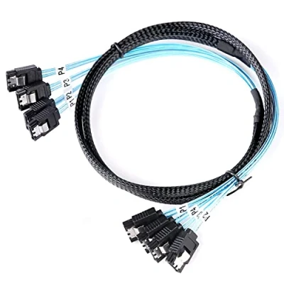 Afbeelding van AdcAudx SATA III Data Kabel, 4 Stks/set naar 7 Pin met vergrendeling Kabels, 6 Gbps SATA/SAS Kabel voor Server, Bitcoin Miner Computer, HDD, SSD, CD, DVD Drives, Raid (3.3FT 1PACK)