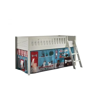 Afbeelding van Vipack Hoogslaper Scott met schuine ladder, ligoppervlak 90 x 200 cm, doek, tunnel, 7 designs