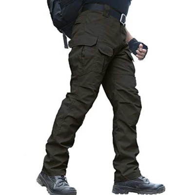 Afbeelding van Waterbestendige broek voor heren Relaxed Fit Tactical Combat Army Cargo werkbroek met meerdere zakken (#56 Zwart, Tag M)