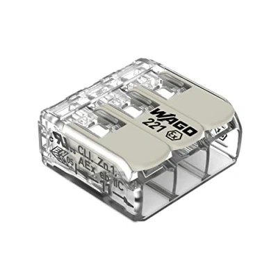 Afbeelding van WAGO 221 483 Verbindingsklem Flexibel: 0.20 4 mm² Massief: Aantal polen: 3 1 stuk(s) Transparant, Wit