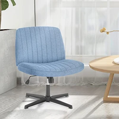 Afbeelding van Sweetcrispy bureaustoel zonder armleuningen, met stoffen bekleding, leesstoel brede bekleding om in kleermakersstoel te zitten, hoogte verstelbaar, 360 graden draaistoel voor thuis,