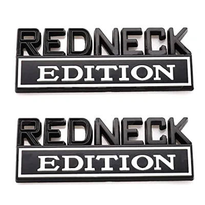 Afbeelding van 2 stuks Redneck Edition Embleem Auto Truck Vervanging voor Universele Voertuig SUV (Zwart Wit)