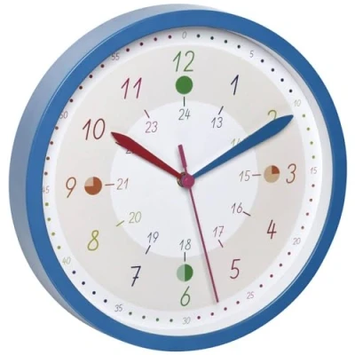 Afbeelding van TFA Dostmann 60.3058.06.90 Wandklok Kinderen &quot;TICK &amp; TACK&quot; Glas Kunststof Blauw Wit Multikleur