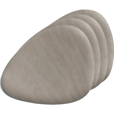 Afbeelding van Zeller Placemats 4x lederlook metallic taupe 34 x 42 cm