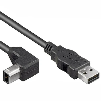 Afbeelding van USB A naar B kabel 5 meter 2.0 (100% koper, Haaks)