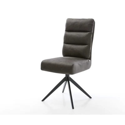 Afbeelding van DELIFE Draaistoel Pela Flex microvelours antraciet vintage kruisframe breed zwart 360 draaibaar rocker functie pocketveer kern
