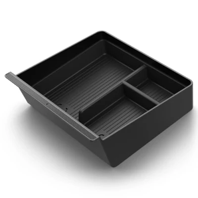 Afbeelding van Spigen Tesla Model 3 2024 Highland middenconsole organiseerbak met Intelligrip technologie, ontworpen voor accessoires koolstof