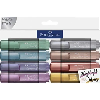 Afbeelding van 5x Tekstmarker Faber Castell metallic etui 8 delig