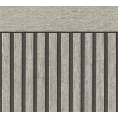 Afbeelding van LATTENWAND PANEEL BEHANG industrieel Greige Grijs A.S. Création Elements 2