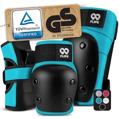 Afbeelding van 99FLIPS Inlineskates voor volwassenen, met GS (6 delige set), Dive, L, lichtblauw, beschermende inline skates kniebeschermers kinderen, 12 jaar beschermers, skateboard