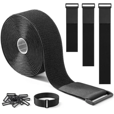 Afbeelding van Trilancer 5 cm x m Heavy Duty Bevestigingsriemen met 15 Gespen Verstelbaar, Op Maat Te Knippen, Herbruikbare Straps voor het Beveiligen van Kabels, Slangen, Buizen en Meer