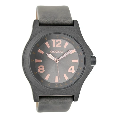 Afbeelding van OOZOO Timepieces grijze horloge met leren band C6877