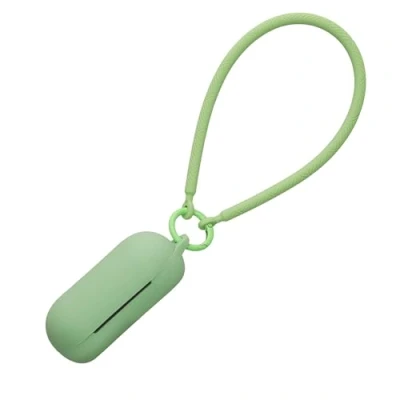 Afbeelding van kwmobile oordopjes case geschikt voor Sony WF C700N hoesje Oortjes cover met handstrap in ear koptelefoon hoes Silicone matcha groen