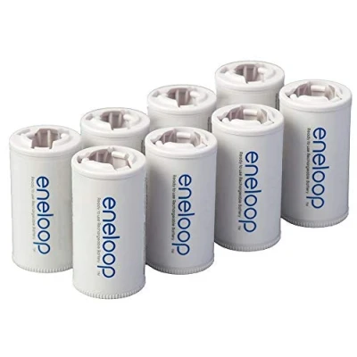 Afbeelding van Eneloop Panasonic BQ BS2E8SA C formaat batterijadapters voor gebruik met Ni MH oplaadbare AA batterijcellen, 8 stuks