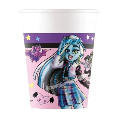 Afbeelding van ALMACENESADAN, 5054; 8 bekers van karton, ideaal voor feestjes en verjaardagen, Monsters high; inhoud 220 ml; High