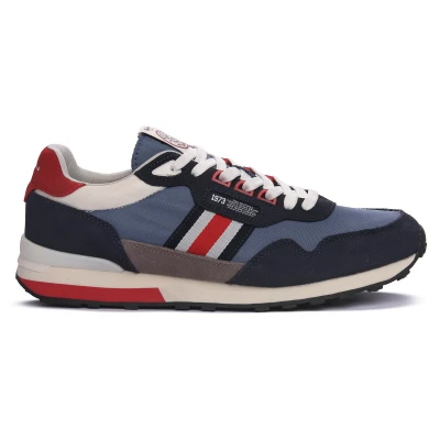 Afbeelding van Pepe Jeans Kingston Heritage Sneakers laag, Heren, Maat: 45, Navy Leer en textiel