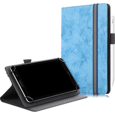 Afbeelding van Universele 7/8 inch tablet hoes Wallet Book Case Licht Blauw