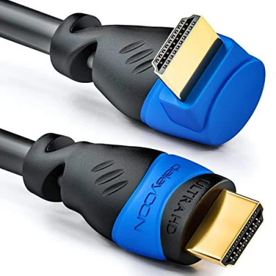 Afbeelding van deleyCON 0,5m HDMI Kabel met Haakse 90 Stekker Compatibel 2.0/1.4 UHD 4K HDR 3D 1080p 2160p ARC Zwart