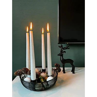 Afbeelding van Brandsseller Adventskrans Ø 20,5 cm, kerstkrans, kaarsenhouder, adventskmand, kerstdecoratie, metaal, zwart
