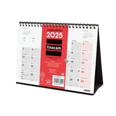 Afbeelding van Finocam Neutrale bureaukalender om te schrijven 2025, 1 maand per pagina, januari 2025 december (12 maanden) Frans