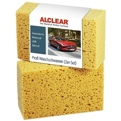Afbeelding van ALCLEAR 6080WS 2 delige set autowasspons, jumbo autospons voor autoverzorging, lak, velgen, reiniging buiten en binnen, 18 x 12 6 cm