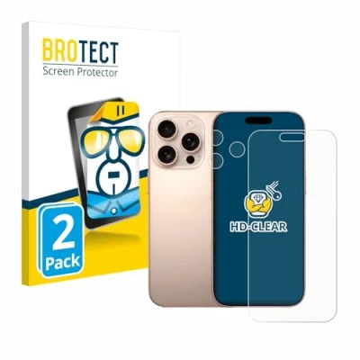 Afbeelding van BROTECT (2 Stuks) Schermbeschermer voor Apple iPhone 16 Pro Max (Voor+Camera) Screen Protector Transparant