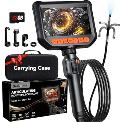 Afbeelding van Twee weg scharnierende borescope, endoscoopcamera met licht, IP67 waterdichte rioolcamera, borescope camera 1080 HD endoscoop, 1,5 m semi rigide kabelendoscoop, gadgets voor mannen