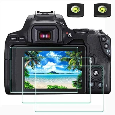 Afbeelding van ULBTER EOS 250D schermbeschermer van toepassing voor Canon DSLR Camera &amp; Hot Shoe Cover [2+3 stuks], 0,3 mm 9H hardheid gehard glas Flim Anti Schraap Vingerafdruk