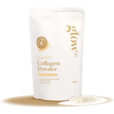 Afbeelding van Glow25® collageen poeder vanille [450g] Het origineel premium hydrolysaat peptide type 1 en 3 perfecte oplosbaarheid