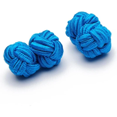 Afbeelding van Manchetknopen Zijden Knoop Turquoise blauw