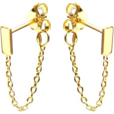 Afbeelding van Karma 925 Sterling Zilveren Chain Goudkleurige Rectangle Oorknoppen Goud