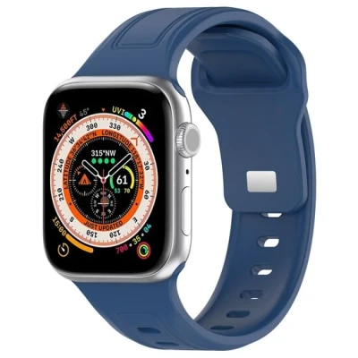 Afbeelding van By Qubix Square siliconen band Donkerblauw Geschikt voor Apple Watch 44mm 45mm 46mm 49mm (Ultra 1&amp;2)