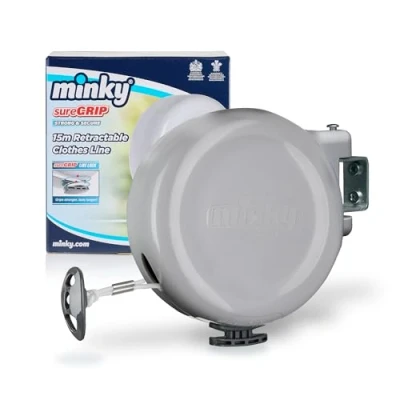 Afbeelding van Minky VT20500103 Intrekbare waslijn met 15 m droogruimte, grijs