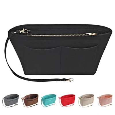 Afbeelding van Soyizom Vilten Handtas Organizer Portemonnee Vilt Insert Tas Organisatoren Multi Zakken Tote in voor Vrouwen, Zwart L