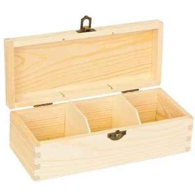 Afbeelding van Houten theekist 3 vaks 22cm x 9,5cm 7cm pine