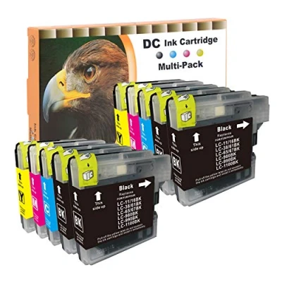 Afbeelding van Compatibele inktpatronen voor Brother DCP 185, 383, 385, 387 C, 395 CN CW 6690 J615 W J715 MFC 490 5490 5895 6490 6890 CDW, 790 990 10er Set (B/C/M/Y)