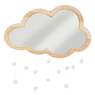 Afbeelding van Spiegel wolk met pomponnetjes .36x40cm