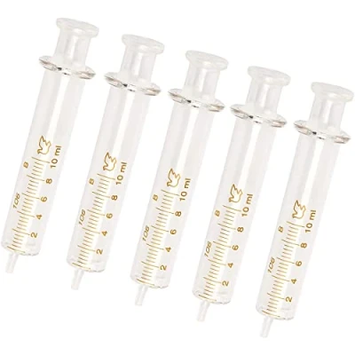 Afbeelding van 5 Pack Herbruikbare Glazen Spuiten, 10ml Spuit Standaard Diameter Kaliber Injector Laboratorium Sampler