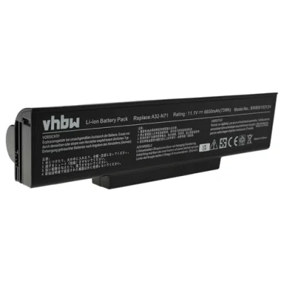 Afbeelding van vhbw 1x reservebatterij voor Asus A32 N71, K72 notebook (6600 mAh, 11,1 V, Li Ion)