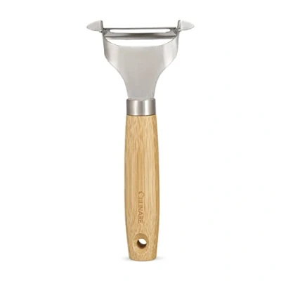 Afbeelding van Culinare Naturals C70005 Rechte Dunschiller, Duurzaam Bamboe/Roestvrij Staal, 35cm x 7,5cm, Schilmes, Fruitschiller, Aardappelschiller, Wortelschiller, 2 Jaar Garantie