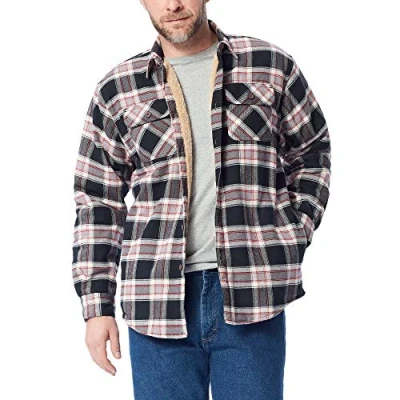 Afbeelding van Wrangler Authentics Flanellen overhemd voor heren, met lange mouwen, sherpa voering, caviar, L