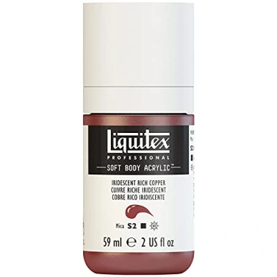 Afbeelding van Liquitex 1959230 Professional Acrylfarbe Soft Body Künstlerfarbe in cremiger deckender Konsistenz, hohe Pigmentierung, lichtecht &amp; alterungsbeständig, 59ml Flasche Irisierendes Sattes Kupfer