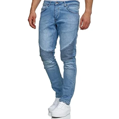 Afbeelding van Tazzio Jeans 16517 Slim Fit Biker Destroyed Look Stretch Jeansbroek Denim, lichtblauw, 32W / 36L