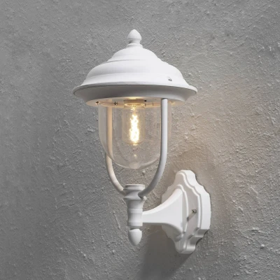 Afbeelding van Konstsmide Parma 7223 250 wandlamp/B: 24cm D: 26cm H: 43cm / 1x75W IP43 gelakt aluminium/mat wit