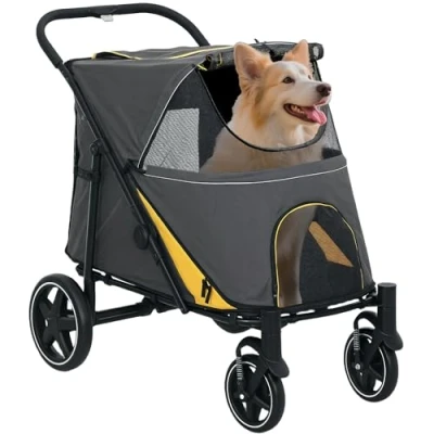 Afbeelding van PawHut hondenbuggy, opvouwbare hondenwagen, hondenbuggy met kussen, kattenbuggy