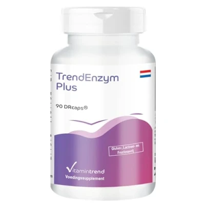 Afbeelding van TrendEnzym Plus met bromelaïne, trypsine, chymotrypsine en rutine 90 DRcaps hoge dosering veilige veganistisch biologisch beschikbare supplementen uit Duitsland Vitamintrend