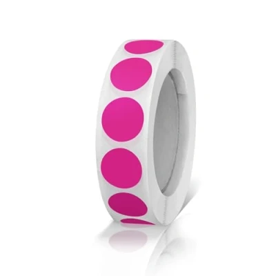 Afbeelding van Ronde stickers 13 mm roze zelfklevende rol kleine kleefpunten etiketten kleurcodering cirkelstickers weerbestendig 1000 stuks